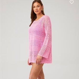 Show Me Your MuMu Pink Crochet Mini Dress Cover Up Resort Beach Dress

Revolve
